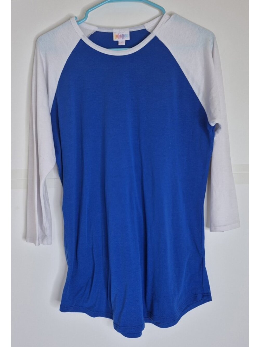 Lularoe Simply Comfortable Long Sleeve Pullover Tshirt Women's Size M Blue White